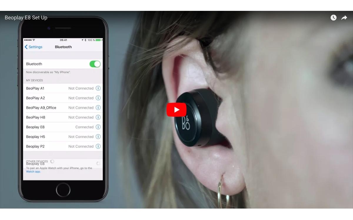 Beoplay E8 Setup and Operate controls